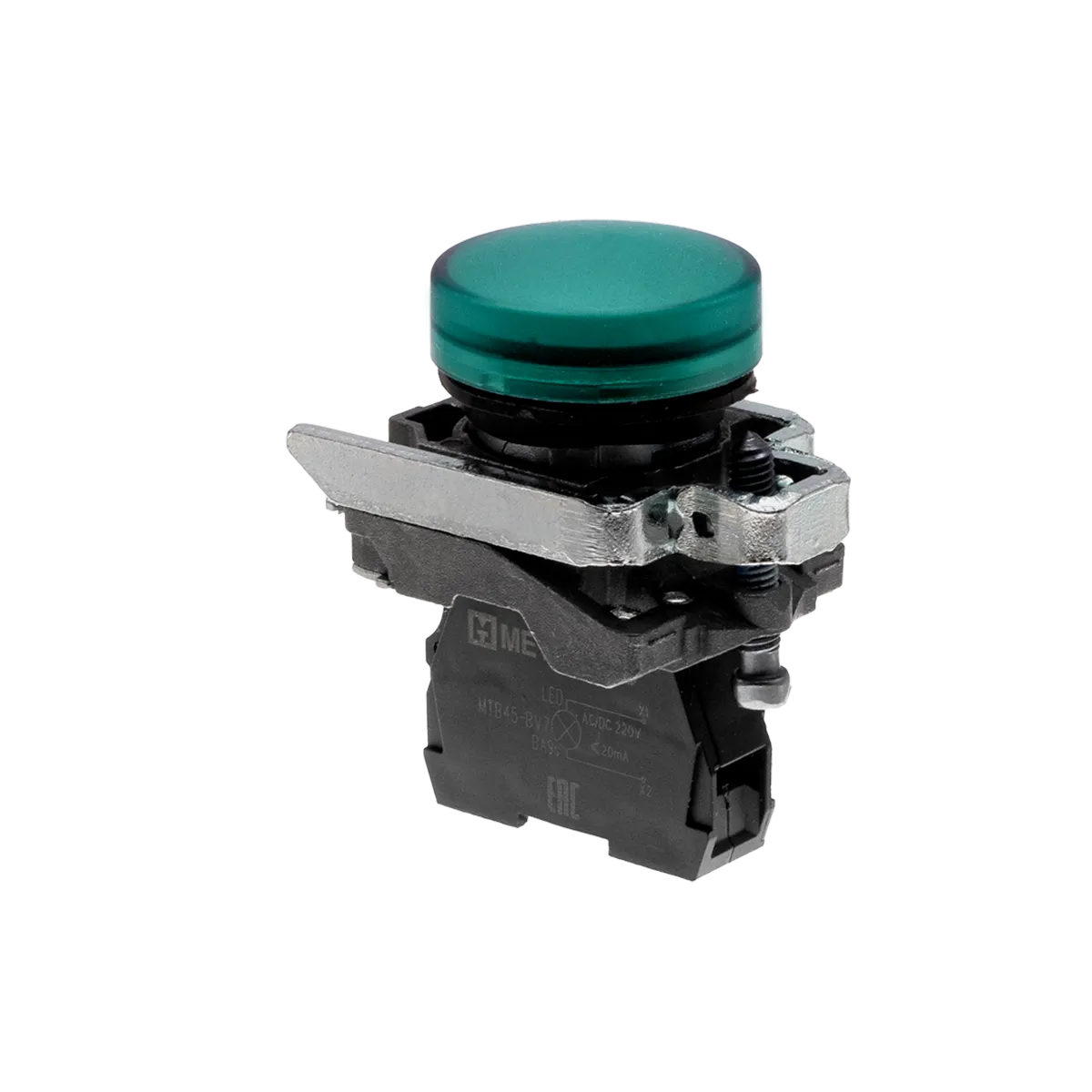 Лампа сигнальная зеленая, 220V AС/DC, IP65, металл